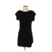 Casual Dress - Mini Crew Neck Short sleeves: Black Solid Dresses - Women's Size Small