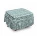 East Urban Home Geometric Oval Doodle 2 Piece Box Cushion Ottoman Slipcover Set Polyester in Blue/Gray | 16 H x 38 W x 0.1 D in | Wayfair