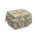 East Urban Home Floral Geometric Squares Swirls 2 Piece Box Cushion Ottoman Slipcover Set Polyester in Brown/Gray | 16 H x 38 W x 0.1 D in | Wayfair