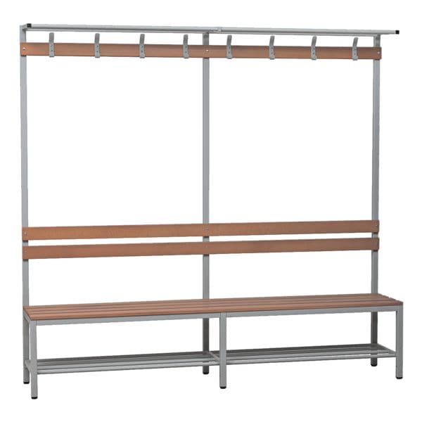 Gürkan Sitzbank 2,00 m, mit Hakenleiste-Garderobe und Hutboden grau, 200x189x40 cm