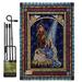Breeze Decor Stained Glass Nativity Winter Impressions 2-Sided Polyester 19 x 13 in. Flag Set in Black/Brown | 18.5 H x 13 W x 1 D in | Wayfair