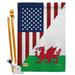 Breeze Decor American Wales Friendship the World Impressions 2-Sided Polyester 40 x 28 in. Flag Set in Gray/Green/Red | 40 H x 28 W x 1 D in | Wayfair