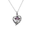 Scottish Thistle The Flower Of Scotland Necklace Pendant - Amethyst Colour Stones - Includes A 18" Silver Chain