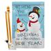 Breeze Decor Snowman Wishing You Christmas Impressions Decorative 2-Sided Polyester 40 x 28 in. Flag set in Blue/Gray | 40 H x 28 W x 1 D in | Wayfair