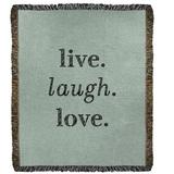 East Urban Home Handwritten Live Laugh Love Cotton Throw Cotton in Gray/Green | 37 W in | Wayfair 2301D78D38AE44E9A72F3CB763B99324