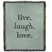 East Urban Home Handwritten Live Laugh Love Cotton Throw Cotton in Gray/Green | 37 W in | Wayfair 2301D78D38AE44E9A72F3CB763B99324