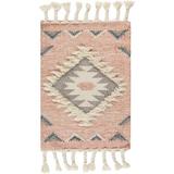 Gray 24 x 0.5 in Area Rug - Union Rustic Shriver Southwestern Hand-Woven Flatweave Wool Pink Area Rug Wool | 24 W x 0.5 D in | Wayfair