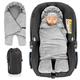 ZAMBOO Winter Baby Car Seat Wrap Blanket with Legs and Drawstring Hood - Car Seat Swaddle Blanket with Storage Bag - Grey