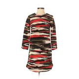 H&M Casual Dress Crew Neck Long Sleeve: Red Print Dresses - Women's Size 2