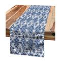 East Urban Home Damask Table Runner Polyester in Blue/Gray/White | 120 D in | Wayfair DC8D5CEF67C74AD1ACF0E2DE656A3156