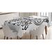 East Urban Home Madam Butterfly Swirled Wings w/ Flower Nature Image Nature Print Tablecloth Polyester in Black/Gray/White | 90 D in | Wayfair