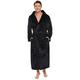 Vlazom Men Dressing Gown, Flannel Soft Bathrobe Cosy Warm Robes Fluffy Hooded Housecoat forWinter Loungewear, A-black, M