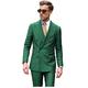Double Breasted Green 2 PC Men's Suits Notch Lapel Blazer Groom Tuxedos Suits Green 36 Chest / 30 Waist