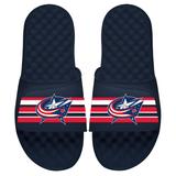 Men's ISlide Navy Columbus Blue Jackets Stripe Logo Slide Sandals