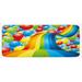 Blue 0.1 x 19 x 47 in Kitchen Mat - East Urban Home Many Vibrant Balloons Wavy Rainbow Ribbons Celebration Mood Special Event Multicolor Kitchen Mat, | Wayfair
