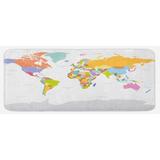 Orange 0.1 x 19 x 47 in Kitchen Mat - East Urban Home Highly Detailed Political Map Of The World Global Positioning System Graphic Colorful Multicolor Kitchen Mat, | Wayfair