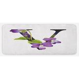 Purple 0.1" x 47" L X 19" W Kitchen Mat - East Urban Home Viola Sororia Wildflowers On The V Natural Arrangement Floral Initial Violet Green Black Kitchen Mat 0.1 x 19.0 W in Synthetics | Wayfair