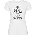 K KRUSKIS - T Shirt Ski Keep Calm and Go Skiing Zurzarm Frau - M, Weiß