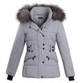 Shelikes Womens Pink Grey Contrast Zip Belt Quilted Padded Long Winter Coat Size (UK 10, GREY (1747))