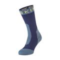 SEALSKINZ Unisex Waterproof Extreme Cold Weather Mid Length Sock - Navy Blue/Yellow, Small