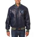 Men's JH Design Navy Minnesota Timberwolves Big & Tall All-Leather Logo Full-Snap Jacket