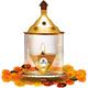 SATVIK 8 Inch Akhand Diya With Borosilicate Chimney Glass for Diwali Pooja. Decorative Brass Oil Lamp Whole Night Dia for Deepawali Decoration. Outdoor Mandir Decoration Housewarming Return Gift