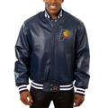 Men's JH Design Navy Indiana Pacers Big & Tall All-Leather Full-Snap Jacket
