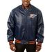 Men's JH Design Navy Oklahoma City Thunder Big & Tall All-Leather Full-Snap Jacket