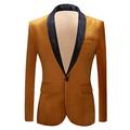 PYJTRL Mens Fashion Velvet Suit Jacket Slim Fit Blazers (Gold, 46)