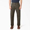 Dickies Men's Big & Tall Relaxed Fit Heavyweight Duck Carpenter Pants - Rinsed Moss Green Size 46 30 (1939)