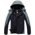 GEMYSE Men's Mountain Waterproof Ski Jacket Windproof Fleece Outdoor Winter Coat with Hood (Black Grey,M)