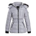 SS7 Womens Puffer Parka Faux Fur Coat Grey