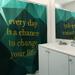 East Urban Home Faux Gemstone Change Your Life Quote Shower Curtain Set Polyester in Green | 74 H x 71 W in | Wayfair