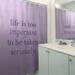 East Urban Home Handwritten Life & Levity Quote Single Shower Curtain Polyester in Indigo | 74 H x 71 W in | Wayfair