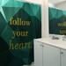 East Urban Home Faux Gemstone Follow Your Heart Quote Single Shower Curtain Polyester in Green | 74 H x 71 W in | Wayfair
