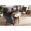 Baxton Studio Asta Mid-Century Modern Grey Velvet Fabric Walnut Finished Wood 3-PC Living Room Set - Wholesale Interiors TOGO-Grey Velvet/Walnut-3PC SF Set