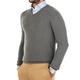 Men's V-Neck Sweater Pure Cashmere 100% Wool Long Sleeve Pullover with Soft Crew Neck and Soft V-Neck (L, Grey)