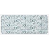 Teal 0.1" x 47" L X 19" W Kitchen Mat - East Urban Home Merry Xmas Theme Delicate Snowflakes Cold Freezing Weather Vintage Holiday Pattern White Kitchen Mat 0.1 x 19.0 W in blue/greenSynthetics | Wayfair