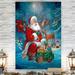 The Holiday Aisle® Santa's Woodland Friends by Parvez Taj - Wrapped Canvas Painting Print Canvas in Blue | 27 H x 18 W x 1 D in | Wayfair