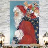 The Holiday Aisle® Santa's Ready by Parvez Taj - Wrapped Canvas Painting Print Canvas, Solid Wood in Red | 12 H x 8 W x 1 D in | Wayfair