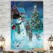 The Holiday Aisle® Frosty & Friends by Parvez Taj - Wrapped Canvas Painting Print Canvas, Solid Wood in Blue | 27 H x 18 W x 1 D in | Wayfair