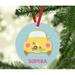 The Holiday Aisle® Hippie 1970s VW Yellow Bug Metal Christmas Ball Ornament Metal in Blue/Yellow | 3.5 H x 3.5 W in | Wayfair