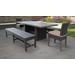 Barbados Rectangular Outdoor Patio Dining Table w/ 2 Chairs and 2 Benches in Wheat - TK Classics Barbados-Dtrec-Kit-2C2B-C