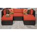 Venice 5 Piece Outdoor Wicker Patio Furniture Set 05a in Tangerine - TK Classics Venice-05A-Tangerine