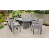 Monterey Rectangular Outdoor Patio Dining Table w/ 6 Armless Chairs And 2 Chairs W/ Arms in Beige - TK Classics Monterey-Dtrec-Kit-6Adc2Dcc-Beige