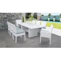 Miami Rectangular Outdoor Patio Dining Table w/ with 6 Armless Chairs and 2 Chairs w/ Arms in Spa - TK Classics Miami-Dtrec-Kit-6Adc2Dcc-Spa