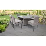 Florence Rectangular Outdoor Patio Dining Table w/ 8 Armless Chairs in Beige - TK Classics Florence-Dtrec-Kit-8C-Beige