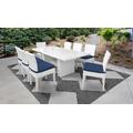 Miami Rectangular Outdoor Patio Dining Table w/ 8 Armless Chairs in Navy - TK Classics Miami-Dtrec-Kit-8C-Navy