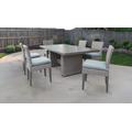 Florence Rectangular Outdoor Patio Dining Table w/ 6 Armless Chairs in Spa - TK Classics Florence-Dtrec-Kit-6C-Spa