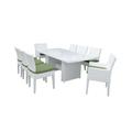 Miami Rectangular Outdoor Patio Dining Table w/ with 6 Armless Chairs and 2 Chairs w/ Arms in Cilantro - TK Classics Miami-Dtrec-Kit-6Adc2Dcc-Cilantro